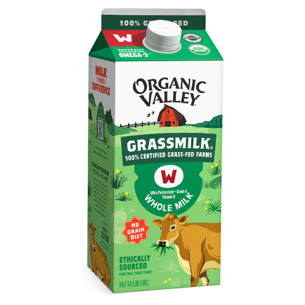 Whole Milk -  100% Grass Fed Half Gallon - 0.5 gal (64oz)