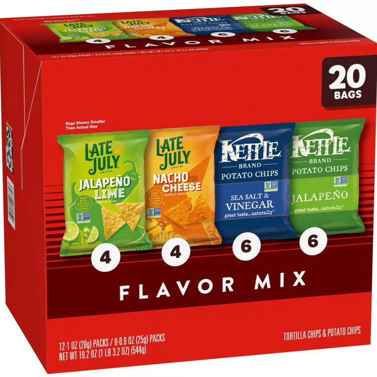 Late July & Kettle Cooked Chips Variety Pack 20ct - 19.2oz