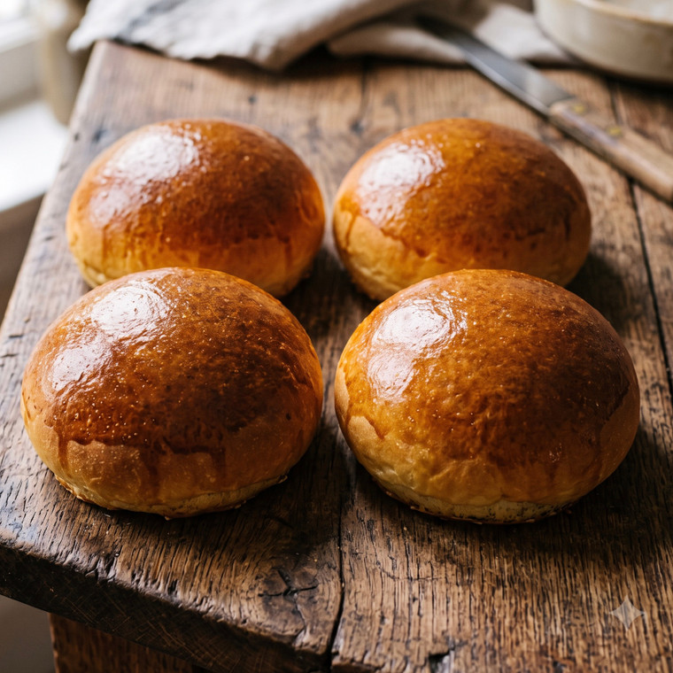 French Brioche Hamburger Buns - 4 buns, 7.05oz