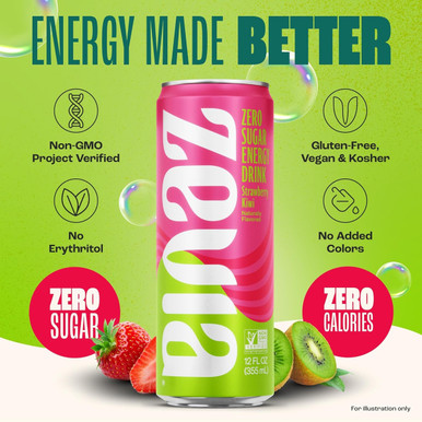 Strawberry Kiwi Energy Drink - 12 fl oz | Zevia