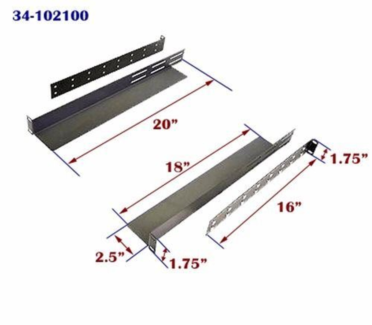 1U Rack Mount Adjustable Shelf Rails 34-102100