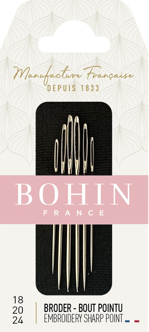 Bohin Embroidery/Crewel Needles Size 18/20/24 - 6/pkt - Sewing