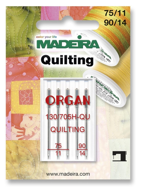 This is an assorted pack quilting needles. Perfect for piecing and quilting multiple layers of fabric and batting.

The slim, sharp point penetrates the layers whilst maintaining straight stitches every time.

Each card contains 3x 75/11 and 2x 90/14 needles per card.