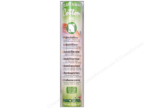 Non-woven tear-away stabilizer with paper-backed release sheet. Ideal for embroidery without a hoop. Cotton Fix avoids marks, ideal for delicate and sensitive fabrics, like velvet, leather and jersey.
