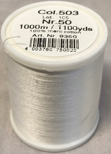 1000m Art.9350
100% mercerized cotton

Cotona No.50 is the perfect thread made of the best Egyptian cotton. Professionals choice for their home sewing and embroidery machine.

For best results we recommend the use of the MADEIRA universal embroidery needle #75/11 and the fine MADEIRA underthread Bobbinfil No. 80.