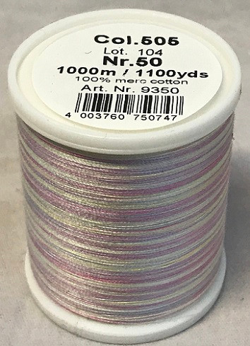 1000m Art.9350
100% mercerized cotton

Cotona No.50 is the perfect thread made of the best Egyptian cotton. Professionals choice for their home sewing and embroidery machine.

For best results we recommend the use of the MADEIRA universal embroidery needle #75/11 and the fine MADEIRA underthread Bobbinfil No. 80.