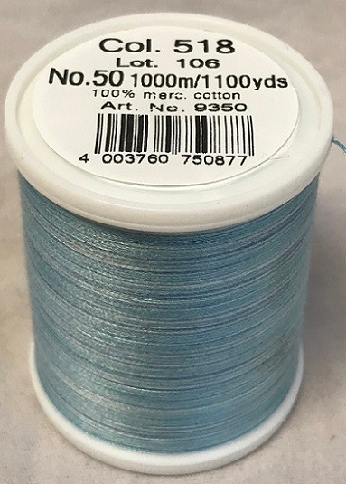 1000m Art.9350
100% mercerized cotton

Cotona No.50 is the perfect thread made of the best Egyptian cotton. Professionals choice for their home sewing and embroidery machine.

For best results we recommend the use of the MADEIRA universal embroidery needle #75/11 and the fine MADEIRA underthread Bobbinfil No. 80.