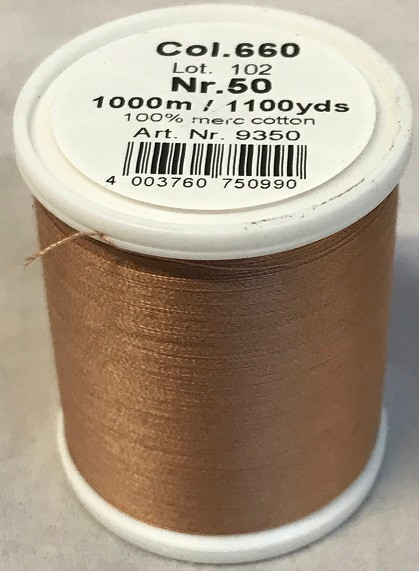1000m Art.9350
100% mercerized cotton

Cotona No.50 is the perfect thread made of the best Egyptian cotton. Professionals choice for their home sewing and embroidery machine.

For best results we recommend the use of the MADEIRA universal embroidery needle #75/11 and the fine MADEIRA underthread Bobbinfil No. 80.