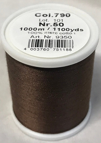 1000m Art.9350
100% mercerized cotton

Cotona No.50 is the perfect thread made of the best Egyptian cotton. Professionals choice for their home sewing and embroidery machine.

For best results we recommend the use of the MADEIRA universal embroidery needle #75/11 and the fine MADEIRA underthread Bobbinfil No. 80.