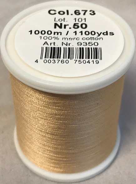 1000m Art.9350
100% mercerized cotton

Cotona No.50 is the perfect thread made of the best Egyptian cotton. Professionals choice for their home sewing and embroidery machine.

For best results we recommend the use of the MADEIRA universal embroidery needle #75/11 and the fine MADEIRA underthread Bobbinfil No. 80.
