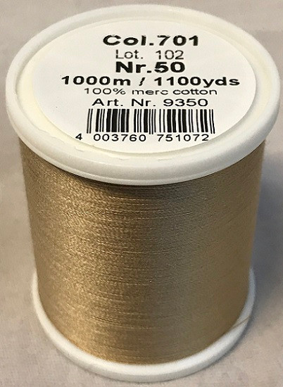 1000m Art.9350
100% mercerized cotton

Cotona No.50 is the perfect thread made of the best Egyptian cotton. Professionals choice for their home sewing and embroidery machine.

For best results we recommend the use of the MADEIRA universal embroidery needle #75/11 and the fine MADEIRA underthread Bobbinfil No. 80.