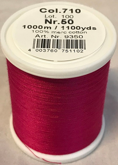1000m Art.9350
100% mercerized cotton

Cotona No.50 is the perfect thread made of the best Egyptian cotton. Professionals choice for their home sewing and embroidery machine.

For best results we recommend the use of the MADEIRA universal embroidery needle #75/11 and the fine MADEIRA underthread Bobbinfil No. 80.