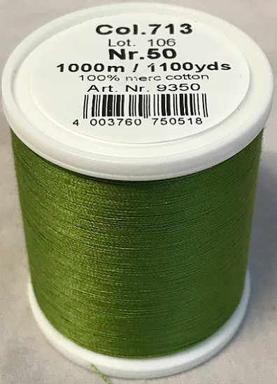1000m Art.9350
100% mercerized cotton

Cotona No.50 is the perfect thread made of the best Egyptian cotton. Professionals choice for their home sewing and embroidery machine.

For best results we recommend the use of the MADEIRA universal embroidery needle #75/11 and the fine MADEIRA underthread Bobbinfil No. 80.