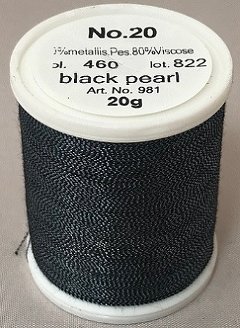 An elegant, smooth and soft metallic thread made from a black rayon core wrapped by a fine metallised polyester foil.

Available in 32 fascinating shades including subtle jade greens, ruby reds, coppers, sapphire blues, violets and lovely rainbow effects.

FS No. 20 is a wonderful compliment to fashion, sports, leather, home decoration and promotional wares.
