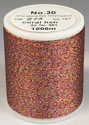 Unexpected textured dimension and dazzling embroidery is guaranteed with this sparkling metallised thread, exclusive to MADEIRA. Smoothly running festive and magnificent colours ensure glittering reflexes.