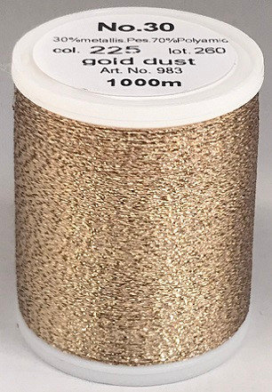 Unexpected textured dimension and dazzling embroidery is guaranteed with this sparkling metallised thread, exclusive to MADEIRA. Smoothly running festive and magnificent colours ensure glittering reflexes.