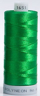 Madeira's 100% polyester embroidery thread, Polyneon is constructed of a specially developed raw material which eliminates looping, puckering and virtually all thread breaks.  Suitable for almost any application, Polyneon's unique formula makes this thread extremely durable and smooth running.  Vibrant colors, are glossy, as well as resistant to chlorine bleach, making Polyneon the ideal thread for embroidering on uniforms, safety garments and commercial linens.