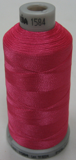 Madeira's 100% polyester embroidery thread, Polyneon is constructed of a specially developed raw material which eliminates looping, puckering and virtually all thread breaks.  Suitable for almost any application, Polyneon's unique formula makes this thread extremely durable and smooth running.  Vibrant colors, are glossy, as well as resistant to chlorine bleach, making Polyneon the ideal thread for embroidering on uniforms, safety garments and commercial linens.