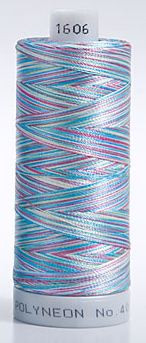 Madeira's 100% polyester embroidery thread, Polyneon is constructed of a specially developed raw material which eliminates looping, puckering and virtually all thread breaks.  Suitable for almost any application, Its extraordinary dyeing process produces stunning and ever-changing colours throughout the whole spool. Give a magical appearance to all your sewing with “Astro Colour” - every embroidery will be a unique masterpiece.