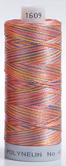 Madeira's 100% polyester embroidery thread, Polyneon is constructed of a specially developed raw material which eliminates looping, puckering and virtually all thread breaks.  Suitable for almost any application, Its extraordinary dyeing process produces stunning and ever-changing colours throughout the whole spool. Give a magical appearance to all your sewing with “Astro Colour” - every embroidery will be a unique masterpiece.