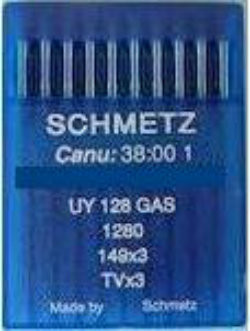 Schmetz Industrial Needles primarily used in Cover seam sewing Machines

10 needles per slide - Sold per slide.

Regular Point available in all sizes listed

Light Ball Point (SES) available in sizes 60/8, 65/9, 70/10, 75/11,  80/12, 90/14, 100/16, 110/18 and 125/20

Medium Ball Point (SUK) available in sizes 70/10, 80/12, 90/14