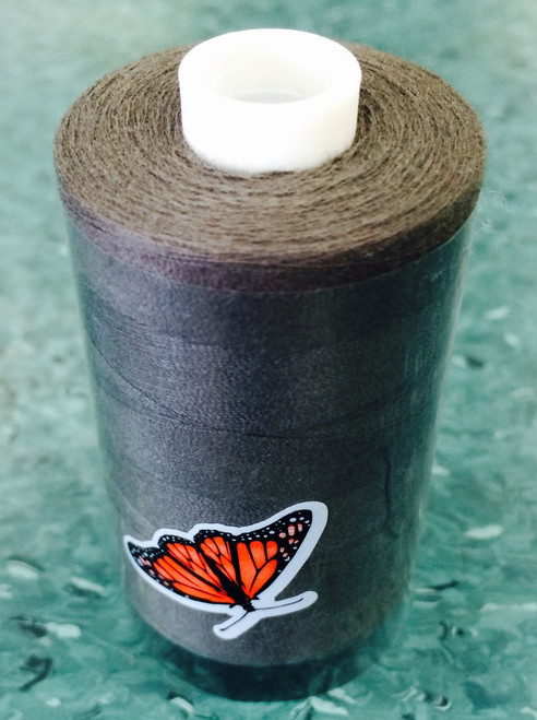 Article PS120, 1000 metres
This is a 2 ply thread with a 40/2 thread count. Ideal for over-locking and general sewing. 
Available in 34 colours on 1000m spools. Sometimes called Butterfly Thread.
Black, White, Natural, Mid Grey and Navy available on 5000m cones