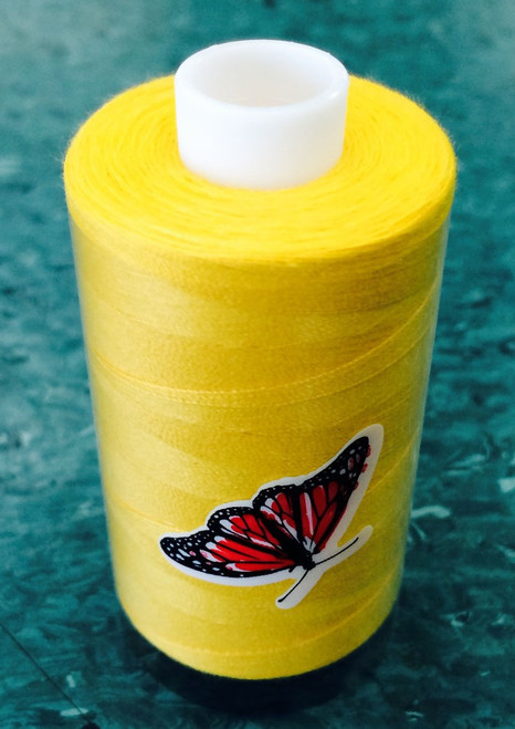 Article PS120, 1000 metres
This is a 2 ply thread with a 40/2 thread count. Ideal for over-locking and general sewing. 
Available in 34 colours on 1000m spools. Sometimes called Butterfly Thread.
Black, White, Natural, Mid Grey and Navy available on 5000m cones