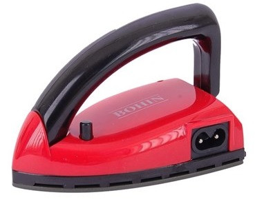 This mini dry iron is a great travel companion due to its small size (7cm with handle up, 4 cm with the handle down).  Great for appliques, embroidery, quilting and origami.
Comes with a protective bag and cord/plug.