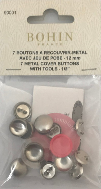 When you are unable to find the perfect button to finish your design, these metal-cover buttons can do the trick. They can be covered in any fabric you want making it a perfect match for any outfit or project.
Complete with 7x 12mm button covers and tools.