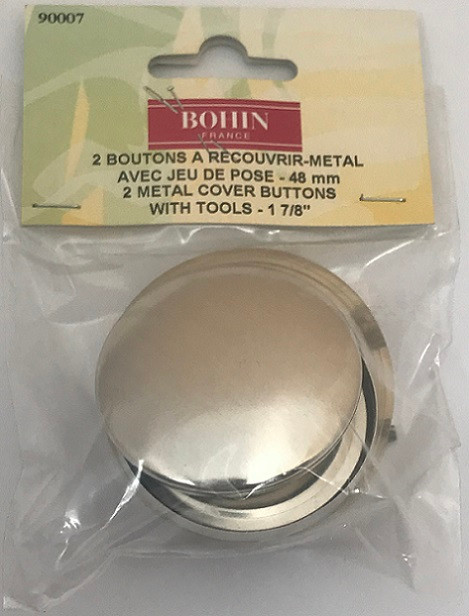When you are unable to find the perfect button to finish your design, these metal-cover buttons can do the trick. They can be covered in any fabric you want making it a perfect match for any outfit or project.
Complete with 2x 48mm button covers and tools.