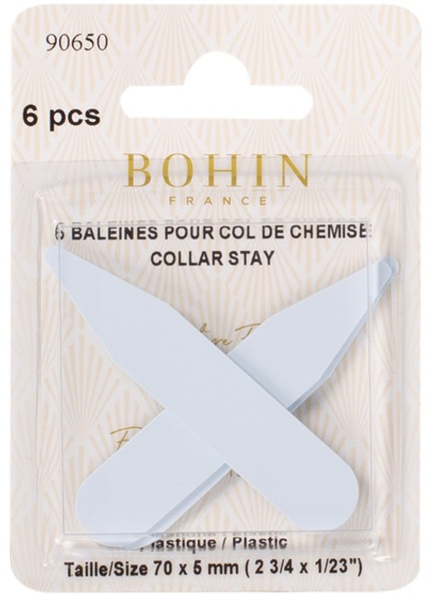 The stays ensure that your collar lies flat against the collarbone holding it in place giving a crisp look. If your shirt collar is starting to bend, these replacement stays are perfect replacements.
There are 6x stays per blister pack.