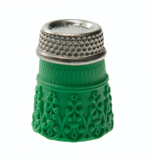 These silicon thimbles help protect your fingers whilst sewing. They have steel tops with 1 thimble per blister pack. They are a Green colour and size  "XL".
