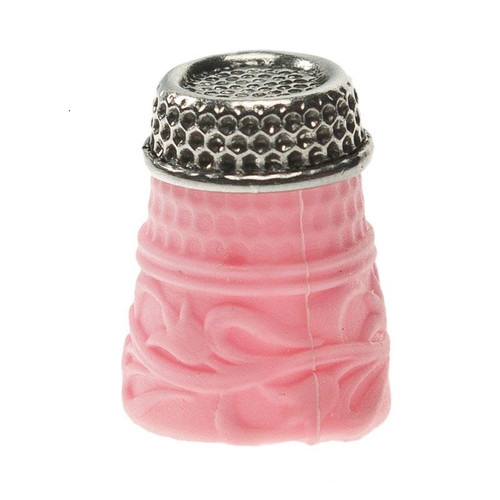 These silicon thimbles help protect your fingers whilst sewing. They have steel tops with 1 thimble per blister pack. They are a pink colour and size  "S"