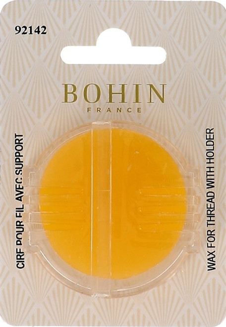 Bohin bees wax is great for strengthening your thread to help with durability and can also serve as a lubricant. This helps to reduce knotting whilst you are sewing.
Equipped with a holder that the thread runs through until coated.