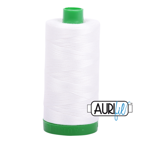 Aurifil 40 Wt 100% Cotton

1000mt (1094yds) Green Spool.

The 40wt range is a versatile, all purpose thread. Long-Arm quilters love how it can run at high speeds with little to no breakage.  

This is a high quality 100% Cotton thread, making it ideal for all forms machine work whether it is on Applique, for Quilting, Machine Piecing or Long-arm Quilting.

If you prefer to do things by hand, this is ideal for Cross stitching, Hand Piecing and work with Lace.

We have 270 colours available on 1000m(1094 yds) spools.