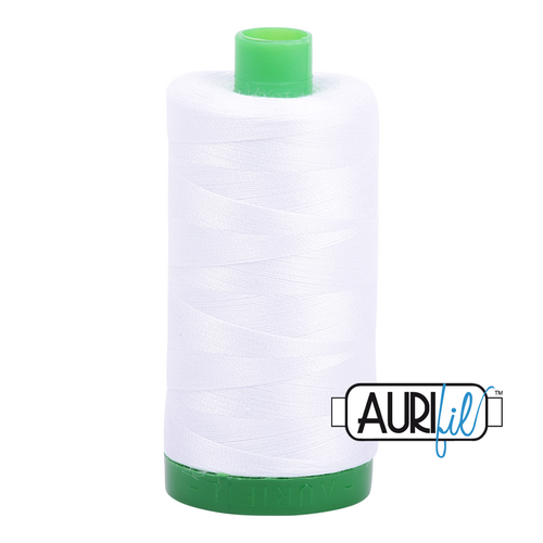 Aurifil 40 Wt 100% Cotton

1000mt (1094yds) Green Spool.

The 40wt range is a versatile, all purpose thread. Long-Arm quilters love how it can run at high speeds with little to no breakage.  

This is a high quality 100% Cotton thread, making it ideal for all forms machine work whether it is on Applique, for Quilting, Machine Piecing or Long-arm Quilting.

If you prefer to do things by hand, this is ideal for Cross stitching, Hand Piecing and work with Lace.

We have 270 colours available on 1000m(1094 yds) spools.