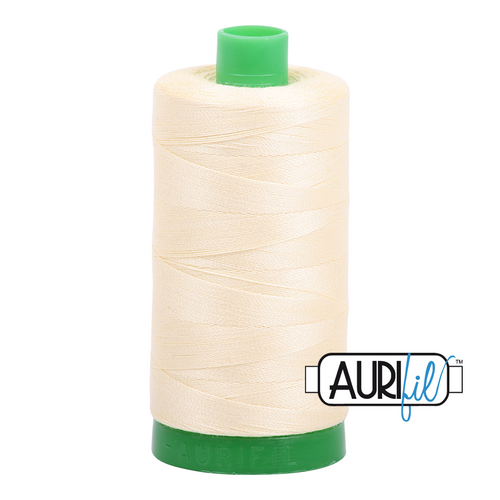 Aurifil 40 Wt 100% Cotton

1000mt (1094yds) Green Spool.

The 40wt range is a versatile, all purpose thread. Long-Arm quilters love how it can run at high speeds with little to no breakage.  

This is a high quality 100% Cotton thread, making it ideal for all forms machine work whether it is on Applique, for Quilting, Machine Piecing or Long-arm Quilting.

If you prefer to do things by hand, this is ideal for Cross stitching, Hand Piecing and work with Lace.

We have 270 colours available on 1000m(1094 yds) spools.