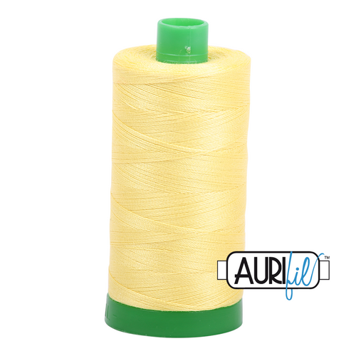 Aurifil 40 Wt 100% Cotton

1000mt (1094yds) Green Spool.

The 40wt range is a versatile, all purpose thread. Long-Arm quilters love how it can run at high speeds with little to no breakage.  

This is a high quality 100% Cotton thread, making it ideal for all forms machine work whether it is on Applique, for Quilting, Machine Piecing or Long-arm Quilting.

If you prefer to do things by hand, this is ideal for Cross stitching, Hand Piecing and work with Lace.

We have 270 colours available on 1000m(1094 yds) spools.