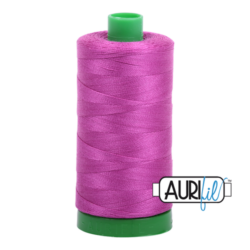 Aurifil 40 Wt 100% Cotton

1000mt (1094yds) Green Spool.

The 40wt range is a versatile, all purpose thread. Long-Arm quilters love how it can run at high speeds with little to no breakage.  

This is a high quality 100% Cotton thread, making it ideal for all forms machine work whether it is on Applique, for Quilting, Machine Piecing or Long-arm Quilting.

If you prefer to do things by hand, this is ideal for Cross stitching, Hand Piecing and work with Lace.

We have 270 colours available on 1000m(1094 yds) spools.