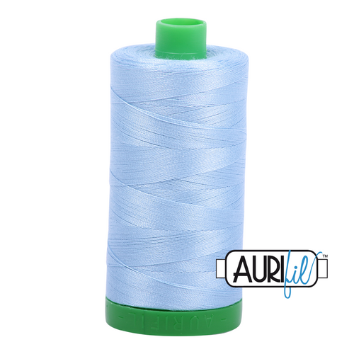 Aurifil 40 Wt 100% Cotton
1000mt (1094yds) Green Spool.
The 40wt range is a versatile, all purpose thread. Long-Arm quilters love how it can run at high speeds with little to no breakage.
This is a high quality 100% Cotton thread, making it ideal for all forms machine work whether it is on Applique, for Quilting, Machine Piecing or Long-arm Quilting.
If you prefer to do things by hand, this is ideal for Cross stitching, Hand Piecing and work with Lace.
We have 270 colours available on 1000m(1094 yds) spools. Aurifil 40 Wt 100% Cotton
1000mt (1094yds) Green Spool.
The 40wt range is a versatile, all purpose thread. Long-Arm quilters love how it can run at high speeds with little to no breakage.
This is a high quality 100% Cotton thread, making it ideal for all forms machine work whether it is on Applique, for Quilting, Machine Piecing or Long-arm Quilting.
If you prefer to do things by hand, this is ideal for Cross stitching, Hand Piecing and work with Lace.
We have 270 colours available on 1000m(1094 yds) spools.