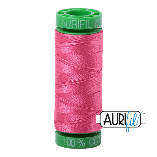 270 colours available on 150m (164 yards) spools.
•	The 40 weight t range is a versatile, all-purpose thread. Long-Arm quilters love how it can run at high speeds with 
         little to no breakage. 
•	This is a high quality 100% Cotton thread, making it ideal for all forms machine work whether it is on Applique, for 
        Quilting, Machine Piecing or Long-arm Quilting.
•	Perfect for that small project, ideal for Cross stitching, Hand Piecing and work with Lace.