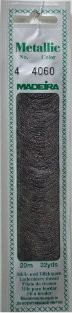 20 m
60 % Viscose– 40% metallised Polyester

Metallic No. 4 adds metallic shine and a festive look to your embroidery. It is very soft and supple and may be divided into four strands for easy embroidery onto different textures