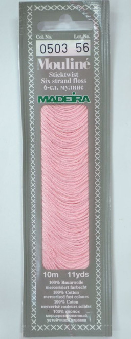 10 m Art. 017 100 % mercerised stranded cotton MADEIRAs stylish 6 strand cotton floss is made from finest high quality long staple Egyptian cotton. Only this special Egyptian cotton guarantees the beautiful softness and lustre found in Madeira Mouliné. It is dyed by using processes that do not involve any carcinogens or banned AZO dyestuffs. The result is a superb quality thread which is fast in colour and fully washable to 95°C (210 F).