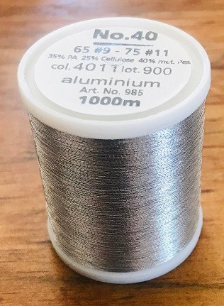 FS 40 is the standard weight metallic thread. It is suitable for sophisticated embroidery designs onto elaborate materials. Made with real silver.

High performance, smooth, traditional thickness with high tenacity and a special twist, in valuable metal shades and multicolours. Ultimate results for all styles. Standard weight smooth, supple embroidery thread ensures trouble free stitching even at high speeds.