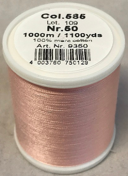 1000m Art.9350
100% mercerized cotton

Cotona No.50 is the perfect thread made of the best Egyptian cotton. Professionals choice for their home sewing and embroidery machine.

For best results we recommend the use of the MADEIRA universal embroidery needle #75/11 and the fine MADEIRA underthread Bobbinfil No. 80.