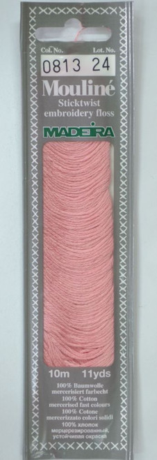 10 m Art. 017 100 % mercerised stranded cotton MADEIRAs stylish 6 strand cotton floss is made from finest high quality long staple Egyptian cotton. Only this special Egyptian cotton guarantees the beautiful softness and lustre found in Madeira Mouliné. It is dyed by using processes that do not involve any carcinogens or banned AZO dyestuffs. The result is a superb quality thread which is fast in colour and fully washable to 95°C (210 F).