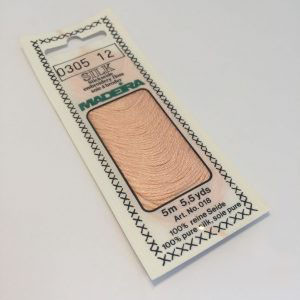 5 m (5.5 yds) Art. 018
100 % pure silk 4-strand embroidery floss

Silk is the queen of all natural fibres and adds a lovely soft and luxurious lustre to your stitching.  Try Silk instead of using cotton floss and see dreams come true with the most valuable hand embroidery thread.

Silk is available in a practical non-polluting 5 m spiral pack which keeps the valuable silk thread clean and tangle free.