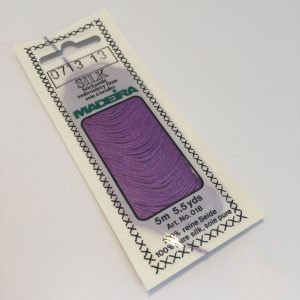 5 m (5.5 yds) Art. 018
100 % pure silk 4-strand embroidery floss

Silk is the queen of all natural fibres and adds a lovely soft and luxurious lustre to your stitching.  Try Silk instead of using cotton floss and see dreams come true with the most valuable hand embroidery thread.

Silk is available in a practical non-polluting 5 m spiral pack which keeps the valuable silk thread clean and tangle free.