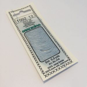 5 m (5.5 yds) Art. 018
100 % pure silk 4-strand embroidery floss

Silk is the queen of all natural fibres and adds a lovely soft and luxurious lustre to your stitching.  Try Silk instead of using cotton floss and see dreams come true with the most valuable hand embroidery thread.

Silk is available in a practical non-polluting 5 m spiral pack which keeps the valuable silk thread clean and tangle free.