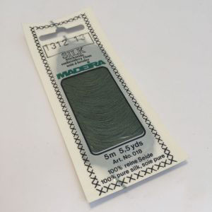 5 m (5.5 yds) Art. 018
100 % pure silk 4-strand embroidery floss

Silk is the queen of all natural fibres and adds a lovely soft and luxurious lustre to your stitching.  Try Silk instead of using cotton floss and see dreams come true with the most valuable hand embroidery thread.

Silk is available in a practical non-polluting 5 m spiral pack which keeps the valuable silk thread clean and tangle free.